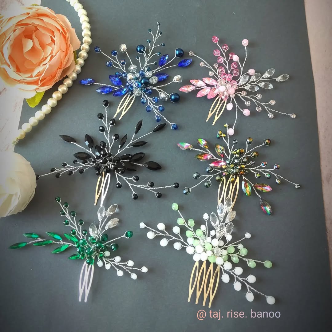 سنجاق شنیون زنانه با مارکیز رزین وکریستال اصل تکی